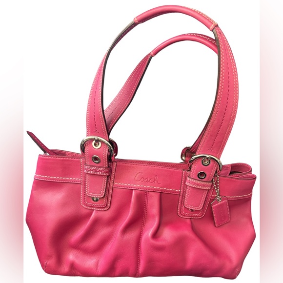 Coach Handbags - Coach Hampton SoHo Leather Tote Raspberry Pink Satchel Bag EUC